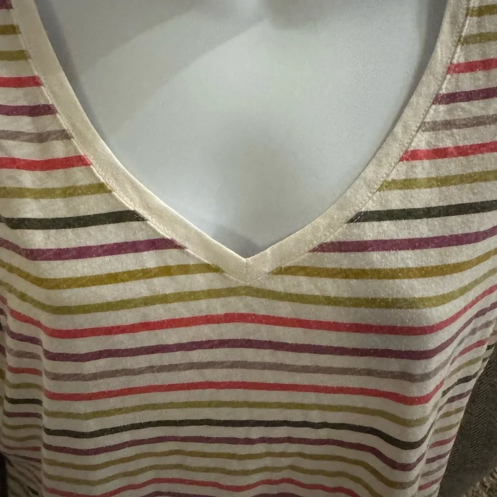 Sonoma Multicolor Striped V-Neck Tee - Picture 3 of 5